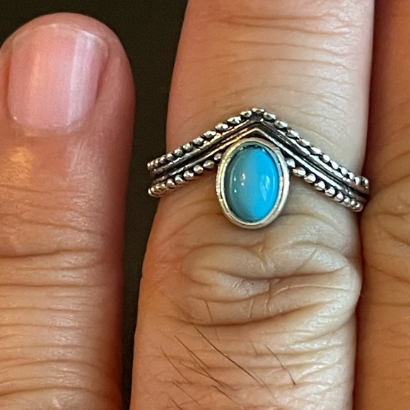 Turquoise stone princess crown ring - Picture 7 of 8